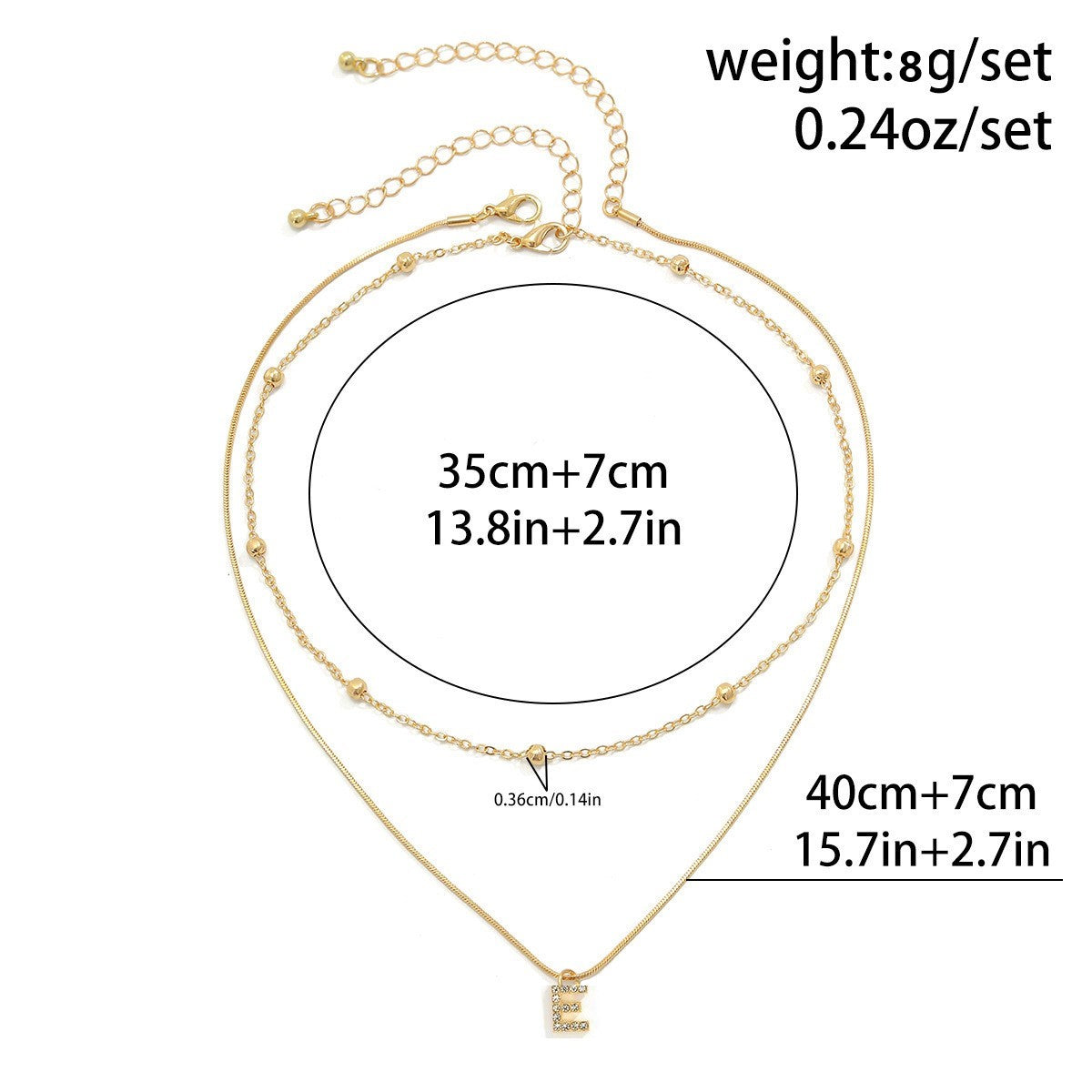 Copper 18K Gold Plated Simple Style Classic Style Inlay Letter Rhinestones Zircon Double Layer Necklaces