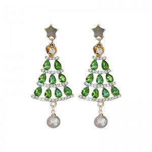 1 Pair Fashion Leaf Letter Square Imitation Pearl Alloy Inlay Rhinestones Opal Women's Earrings