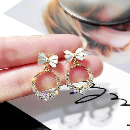 1 Pair Fashion Leaf Letter Square Imitation Pearl Alloy Inlay Rhinestones Opal Women's Earrings