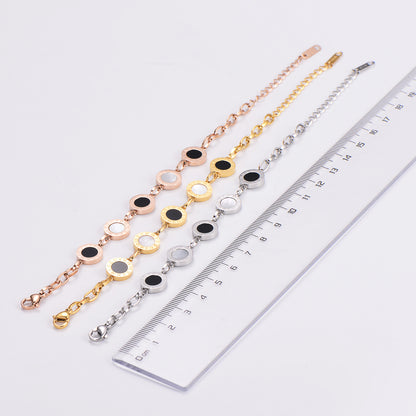 Elegant Simple Style Roman Numeral Stainless Steel 18k Gold Plated Bracelets