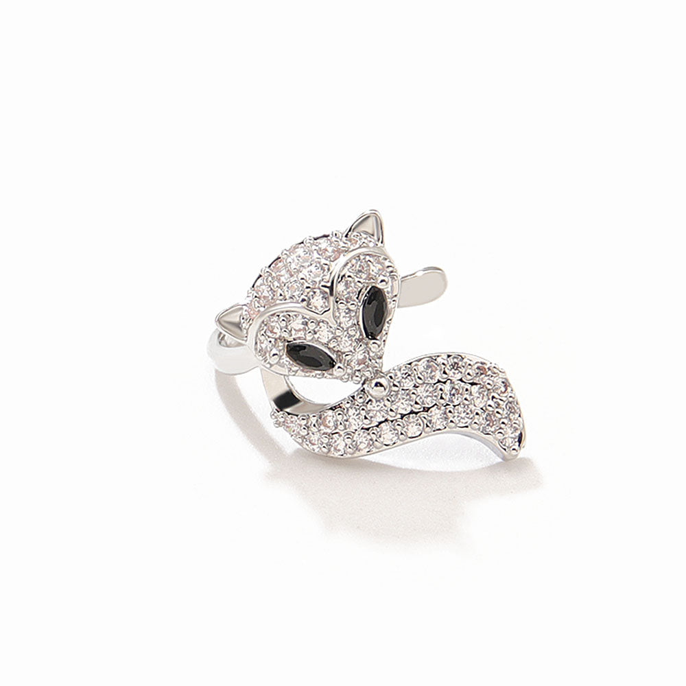 1 Piece Fashion Rabbit Fox Copper Plating Zircon Ear Clips