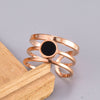 Fashion Inlaid Black Stone Three-circle Roman Number Printing Open Titanium Steel Ring Wholesale Gooddiy