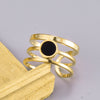 Fashion Inlaid Black Stone Three-circle Roman Number Printing Open Titanium Steel Ring Wholesale Gooddiy