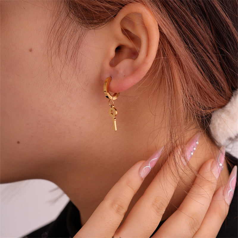 1 Set 3 Pairs Simple Style Classic Style Solid Color Plating Inlay Stainless Steel Zircon Gold Plated Silver Plated Drop Earrings