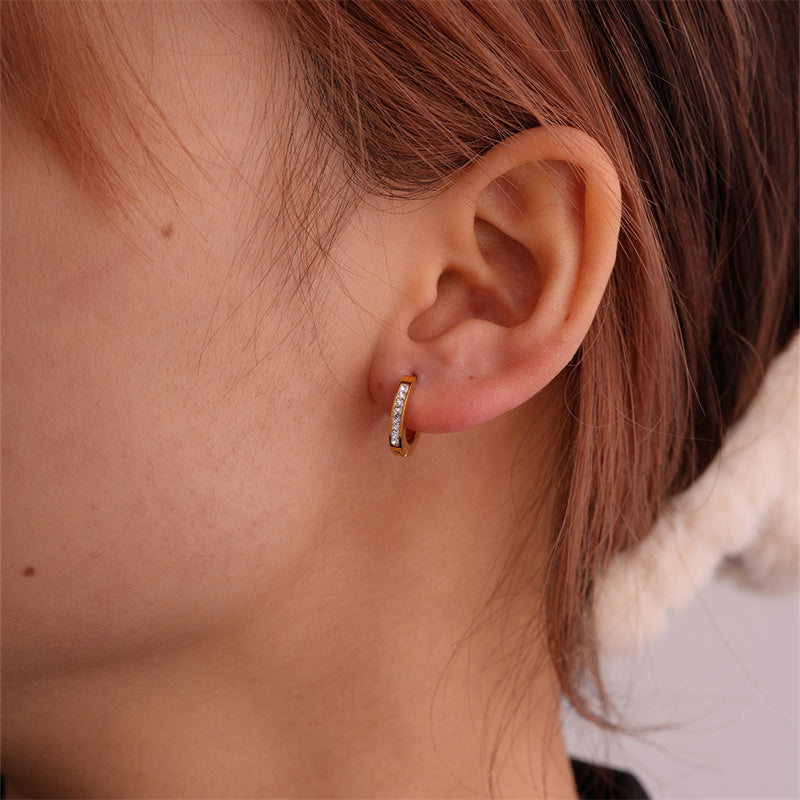 1 Set 3 Pairs Simple Style Classic Style Solid Color Plating Inlay Stainless Steel Zircon Gold Plated Silver Plated Drop Earrings