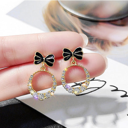 1 Pair Fashion Leaf Letter Square Imitation Pearl Alloy Inlay Rhinestones Opal Women's Earrings