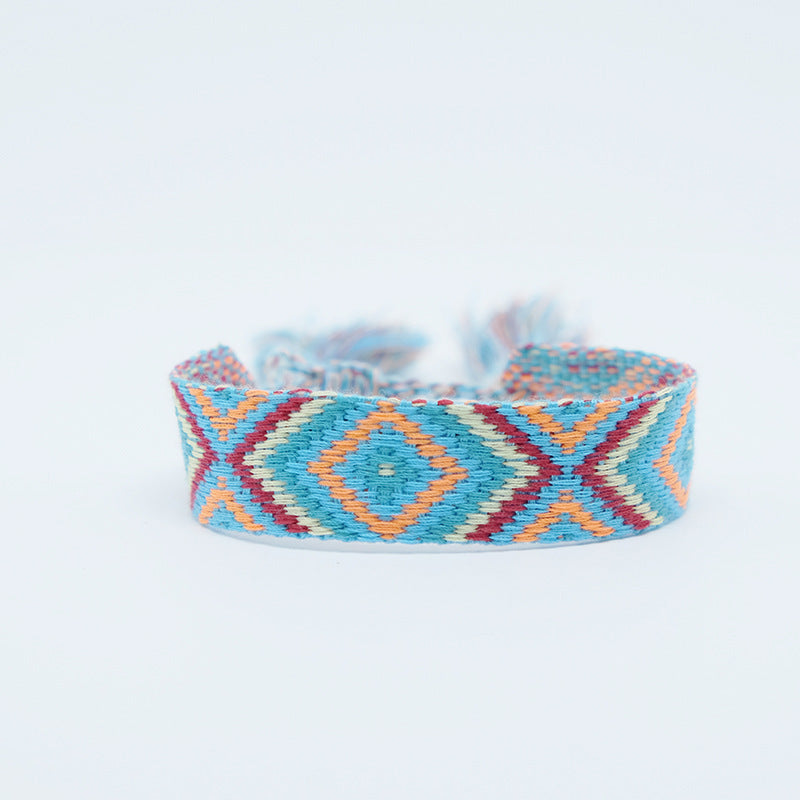 Ethnic Style Letter Stripe Rhombus Polyester Embroidery Braid Unisex Bracelets