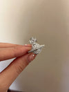 Fashion Letter Planet Alloy Inlaid Zircon Rhinestones Silver Plated Women's Open Ring