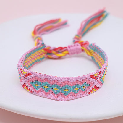 Ethnic Style Letter Stripe Rhombus Polyester Embroidery Braid Unisex Bracelets