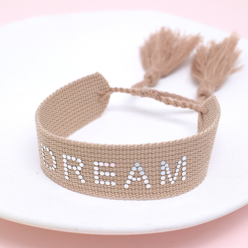 Ethnic Style Letter Stripe Rhombus Polyester Embroidery Braid Unisex Bracelets