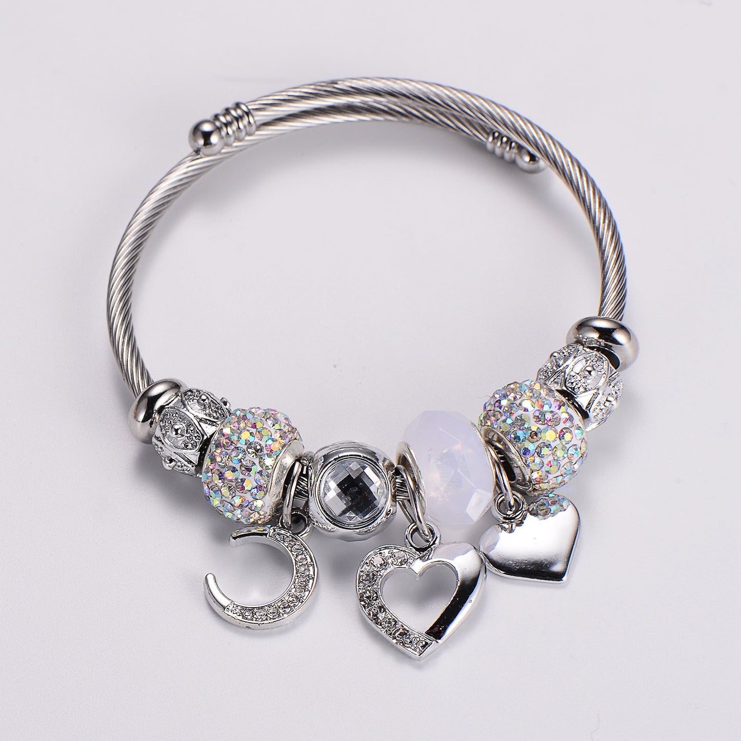 Stainless Steel Casual Elegant Heart Shape Bangle