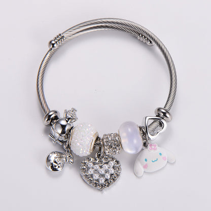 Stainless Steel Casual Elegant Heart Shape Bangle