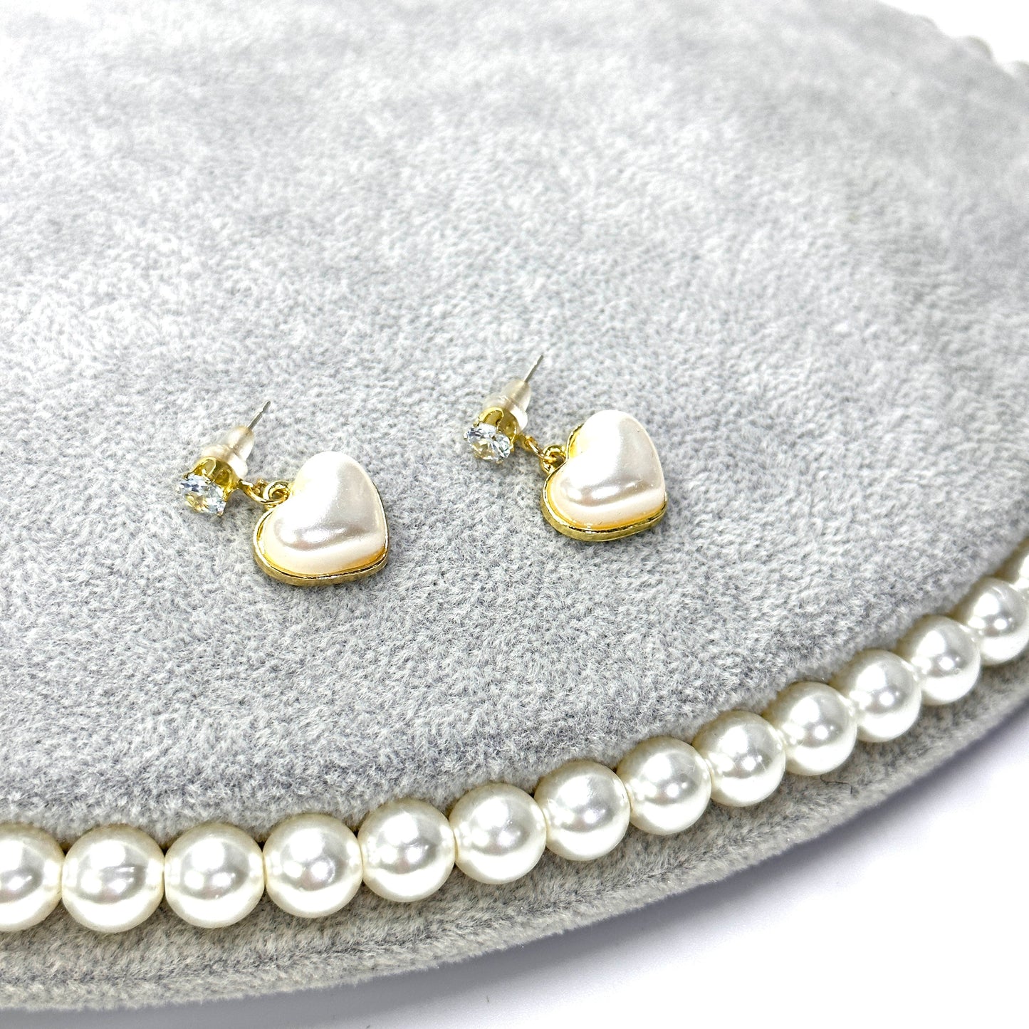 1 Pair Elegant Cute Heart Shape Inlay Stainless Steel Artificial Pearls Rhinestones Drop Earrings