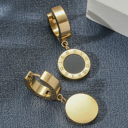 1 Pair Casual Number Titanium Steel Plating 18k Gold Plated Earrings