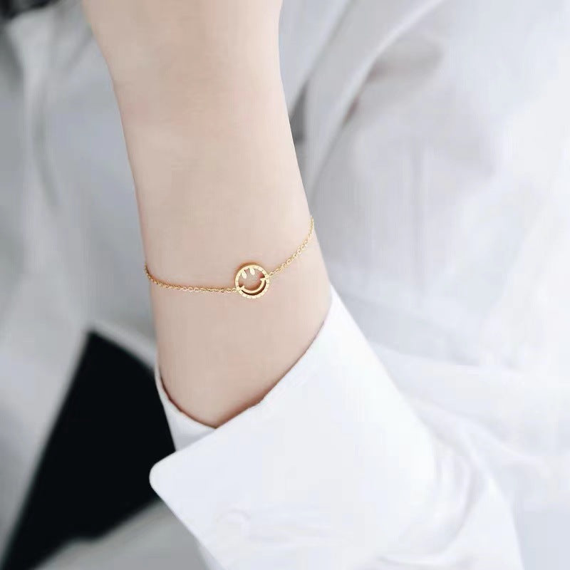 Wholesale Simple Style Smiley Face Sterling Silver 14k Gold Plated Zircon Bracelets