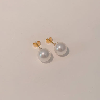 1 Pair French Style Pearl Plating Stainless Steel Ear Studs