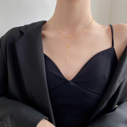 Simple Style Letter Titanium Steel Plating 18k Gold Plated Layered Necklaces