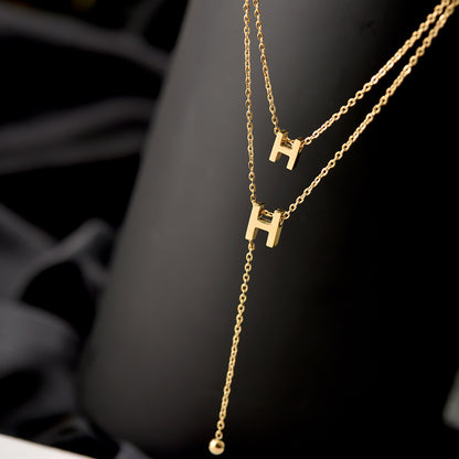 Simple Style Letter Titanium Steel Plating 18k Gold Plated Layered Necklaces