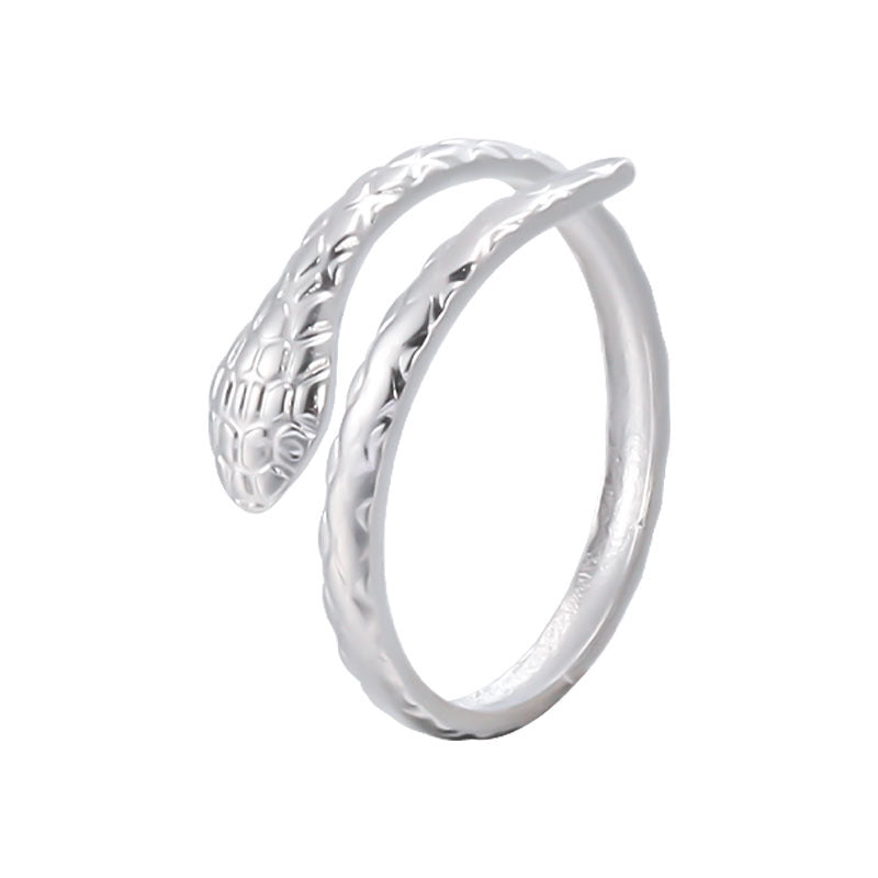 Roman Style Streetwear Snake Stainless Steel Open Ring