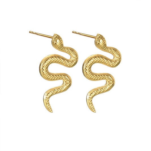 1 Pair Retro Snake Plating Stainless Steel 18k Gold Plated Earrings