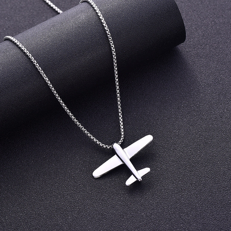 Hip-hop Letter Airplane Alloy Titanium Steel Wholesale Pendant Necklace