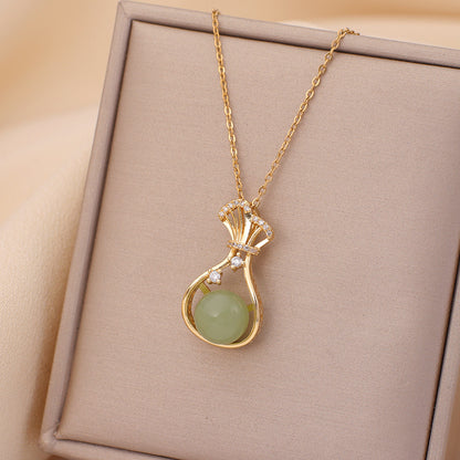 Casual Simple Style Rabbit Heart Shape Fish Tail Titanium Steel Plating Inlay Opal Pearl Zircon Pendant Necklace