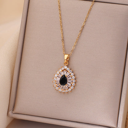 Casual Simple Style Rabbit Heart Shape Fish Tail Titanium Steel Plating Inlay Opal Pearl Zircon Pendant Necklace