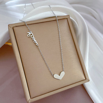 Casual Heart Shape Butterfly Titanium Steel Plating Inlay Shell Zircon Necklace