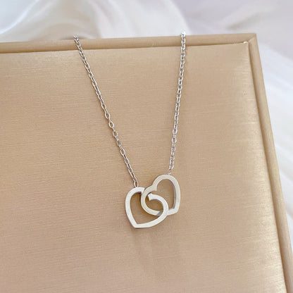 Casual Heart Shape Butterfly Titanium Steel Plating Inlay Shell Zircon Necklace