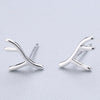 1 Pair Cute Sweet Triangle Bow Knot Snowflake Plating Sterling Silver Ear Studs