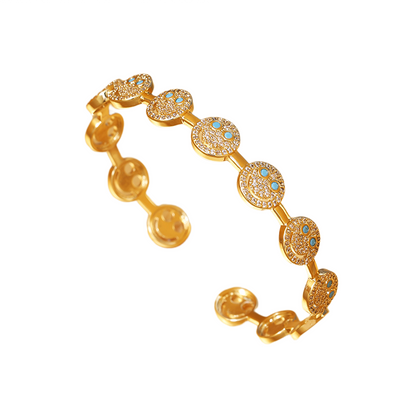 Casual Commute Smiley Face Brass 14k Gold Plated Zircon Bangle In Bulk