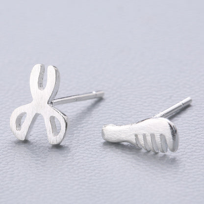 1 Pair Cute Sweet Triangle Bow Knot Snowflake Plating Sterling Silver Ear Studs