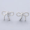 1 Pair Cute Sweet Triangle Bow Knot Snowflake Plating Sterling Silver Ear Studs