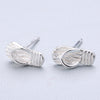 1 Pair Cute Sweet Triangle Bow Knot Snowflake Plating Sterling Silver Ear Studs