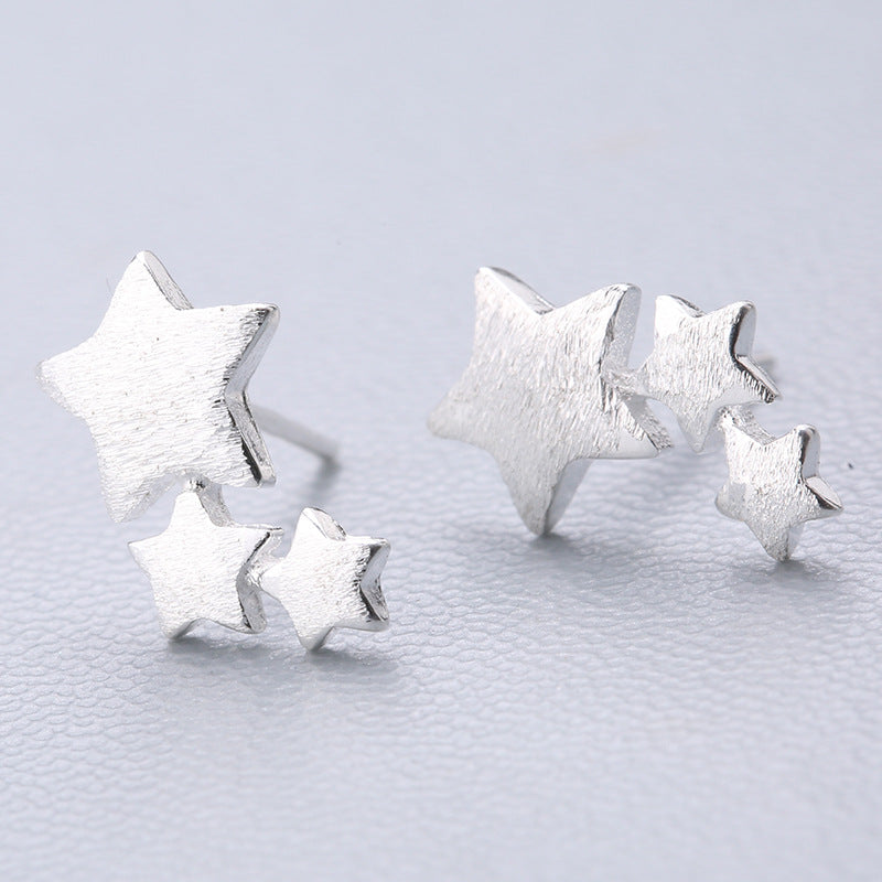 1 Pair Cute Sweet Triangle Bow Knot Snowflake Plating Sterling Silver Ear Studs