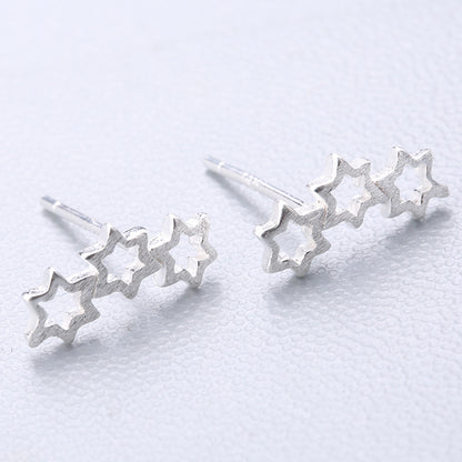 1 Pair Cute Sweet Triangle Bow Knot Snowflake Plating Sterling Silver Ear Studs