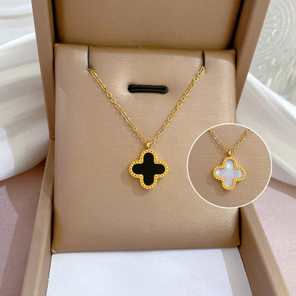 Casual Heart Shape Butterfly Titanium Steel Plating Inlay Shell Zircon Necklace