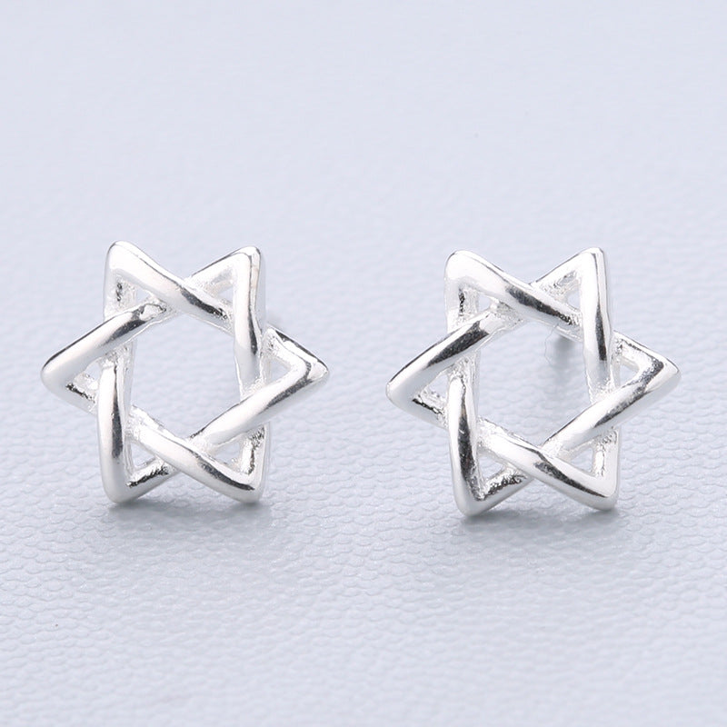 1 Pair Cute Sweet Triangle Bow Knot Snowflake Plating Sterling Silver Ear Studs