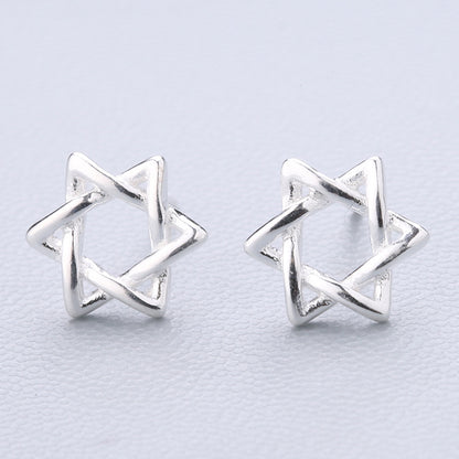 1 Pair Cute Sweet Triangle Bow Knot Snowflake Plating Sterling Silver Ear Studs