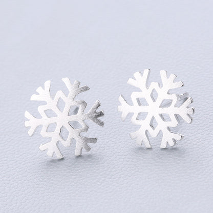 1 Pair Cute Sweet Triangle Bow Knot Snowflake Plating Sterling Silver Ear Studs