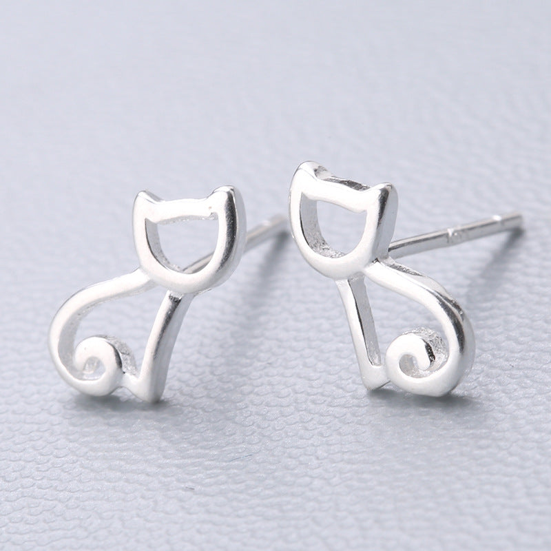 1 Pair Cute Sweet Triangle Bow Knot Snowflake Plating Sterling Silver Ear Studs