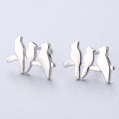 1 Pair Cute Sweet Triangle Bow Knot Snowflake Plating Sterling Silver Ear Studs