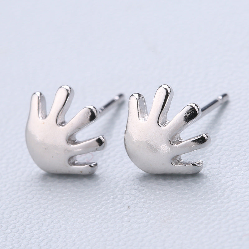 1 Pair Cute Sweet Triangle Bow Knot Snowflake Plating Sterling Silver Ear Studs