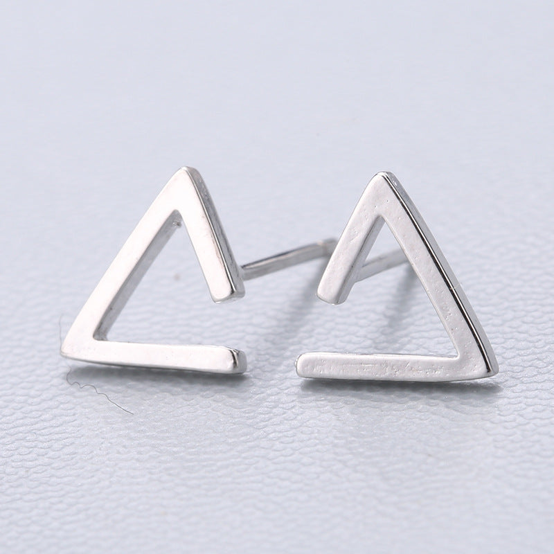 1 Pair Cute Sweet Triangle Bow Knot Snowflake Plating Sterling Silver Ear Studs