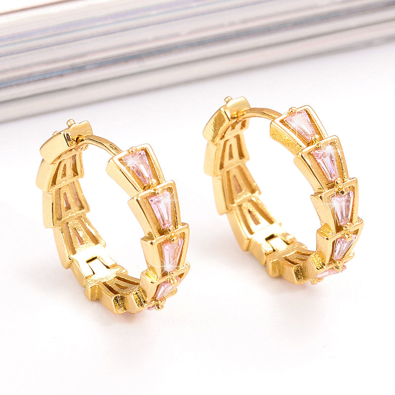 1 Pair Elegant Shiny Round Plating Inlay Copper Zircon 18k Gold Plated Hoop Earrings