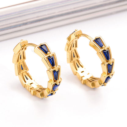 1 Pair Elegant Shiny Round Plating Inlay Copper Zircon 18k Gold Plated Hoop Earrings