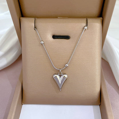 Casual Heart Shape Butterfly Titanium Steel Plating Inlay Shell Zircon Necklace