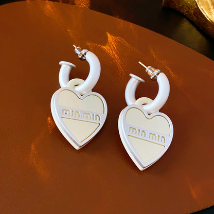 1 Pair Cute Sweet Heart Shape Alloy Drop Earrings