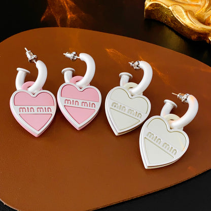 1 Pair Cute Sweet Heart Shape Alloy Drop Earrings