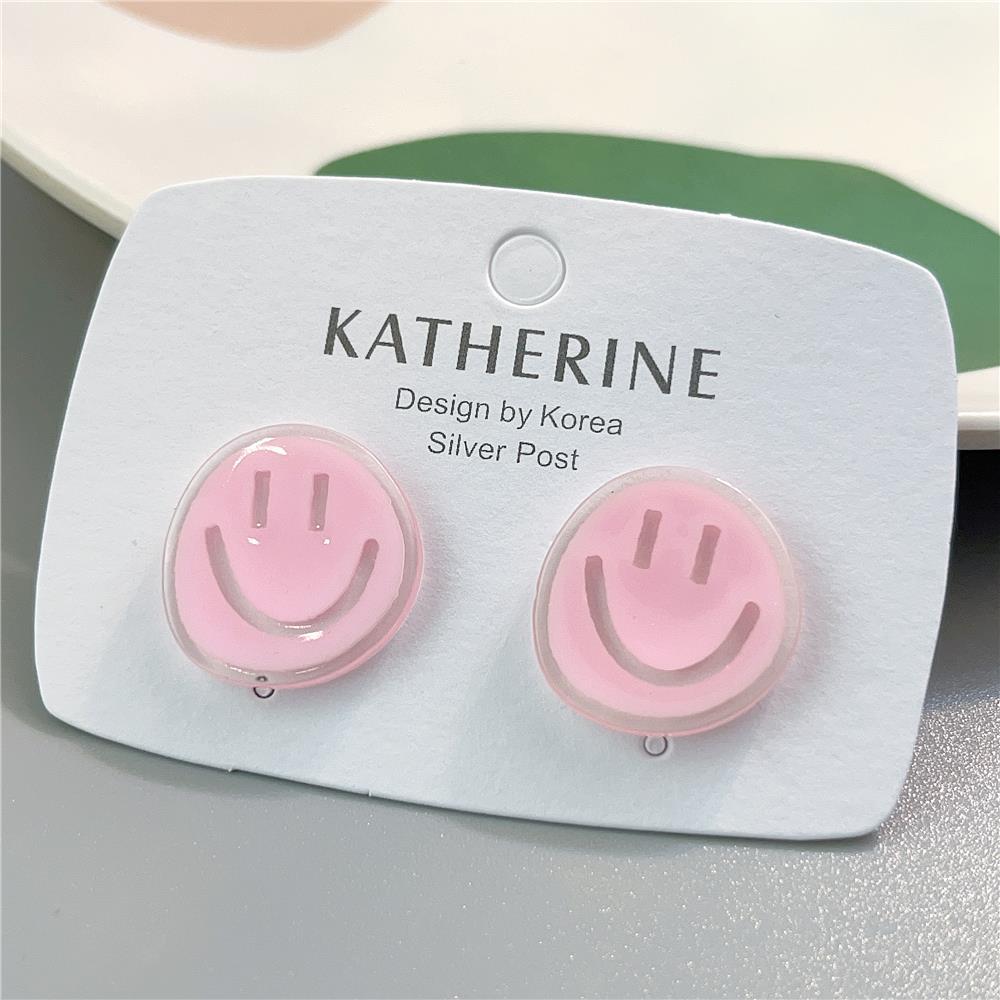 1 Pair Cute Smiley Face Enamel Arylic Ear Cuffs Ear Studs